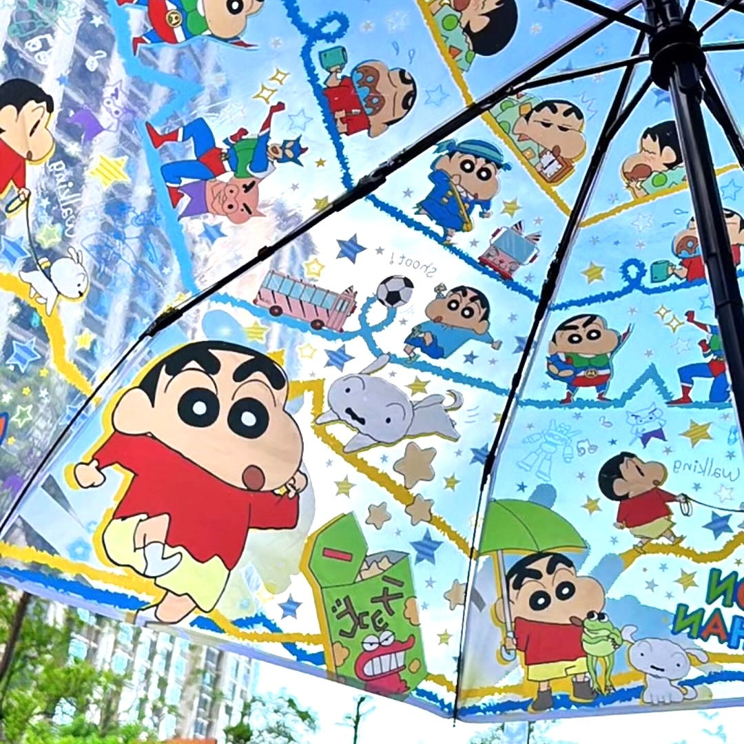 Crayon Shin-Chan & Anime Figure Transparent Foldable Ultraviolet-proof Portable Manual Umbrella