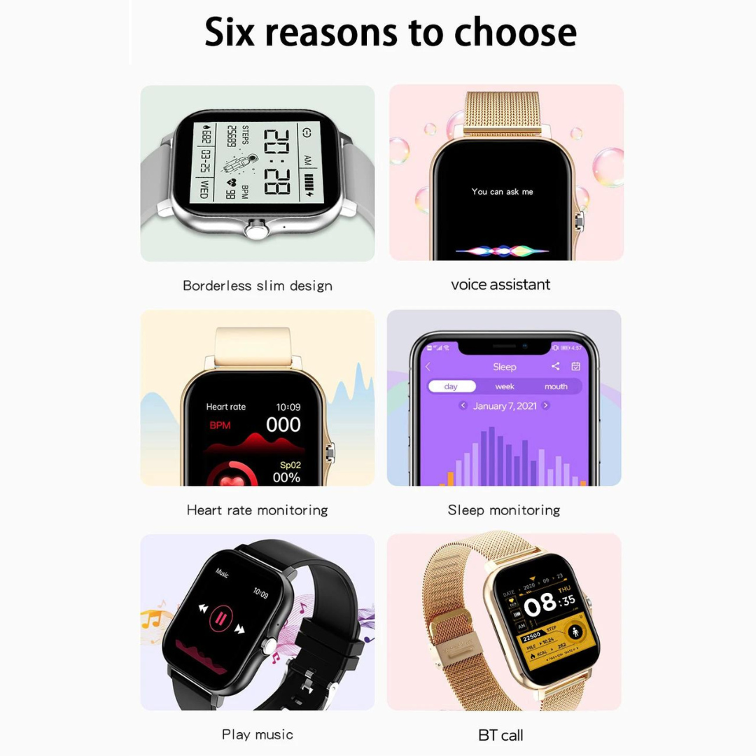 Smart Watch Android iOS Large 1.44'' Inch Color Screen Bluetooth Call Making Sleep Heart Rate Monitoring Sports Watch