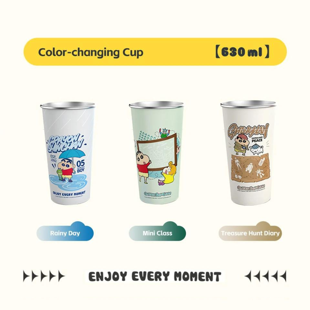 Crayon Shin-Chan & Anime Figure Trendy Color-Changing Cold Straw Cup 630/940ml Food Grade Aluminum