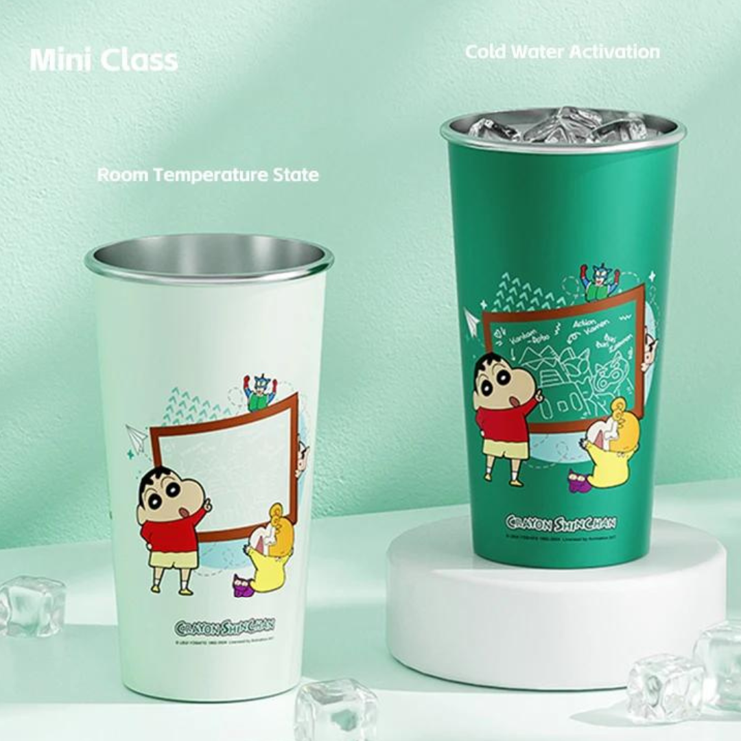 Crayon Shin-Chan & Anime Figure Trendy Color-Changing Cold Straw Cup 630/940ml Food Grade Aluminum