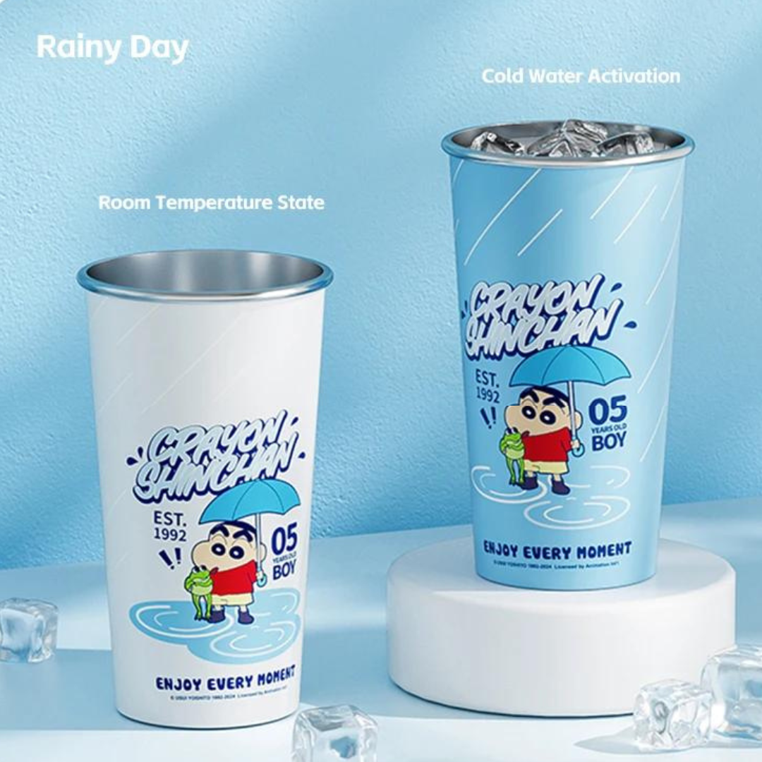 Crayon Shin-Chan & Anime Figure Trendy Color-Changing Cold Straw Cup 630/940ml Food Grade Aluminum