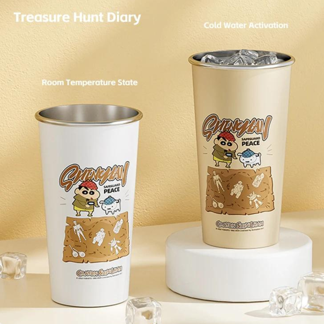 Crayon Shin-Chan & Anime Figure Trendy Color-Changing Cold Straw Cup 630/940ml Food Grade Aluminum