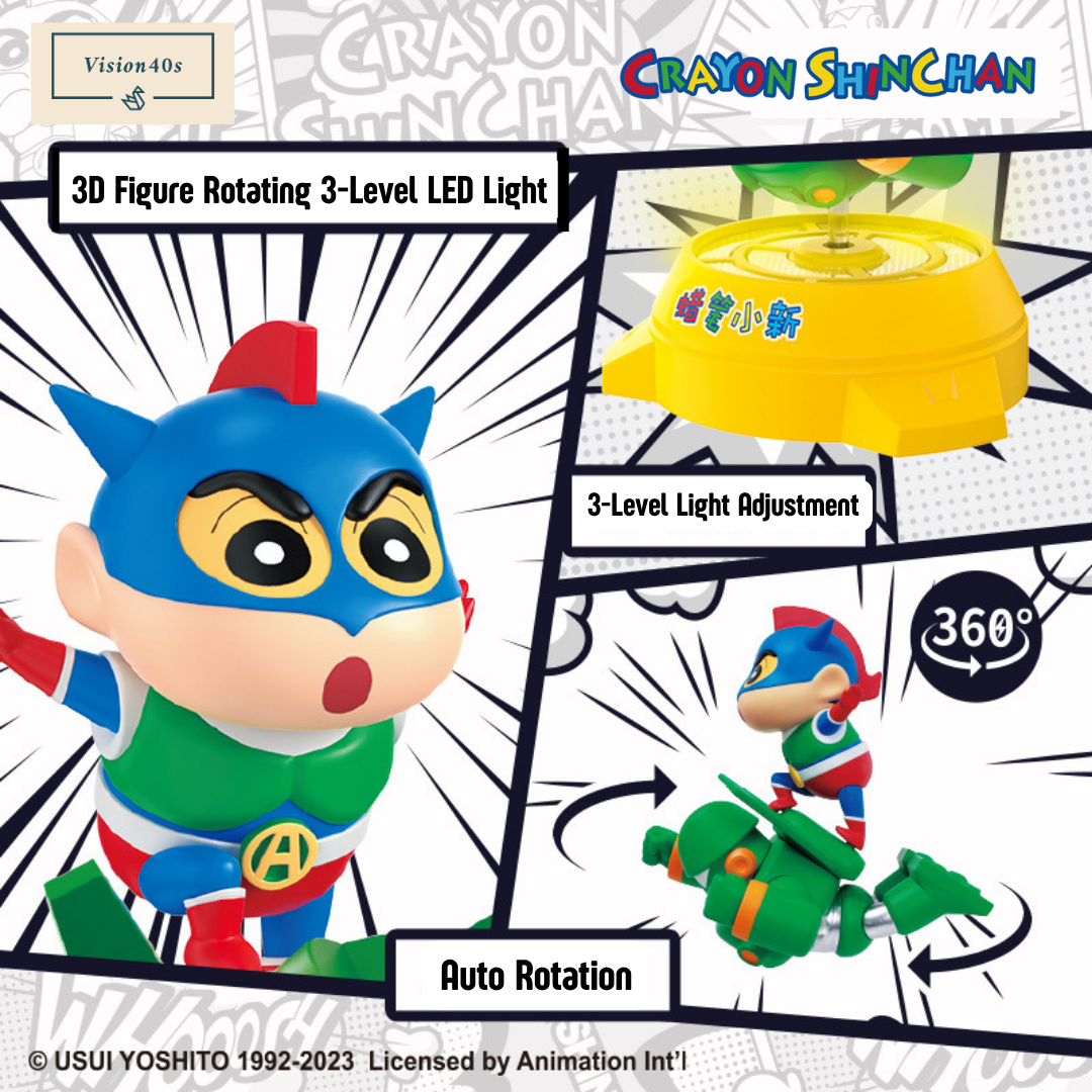 Crayon Shin-Chan & Kantam Robot 3D Rotating 3-Level Adjustable Lighting LED Nightlight Bedside Lamp