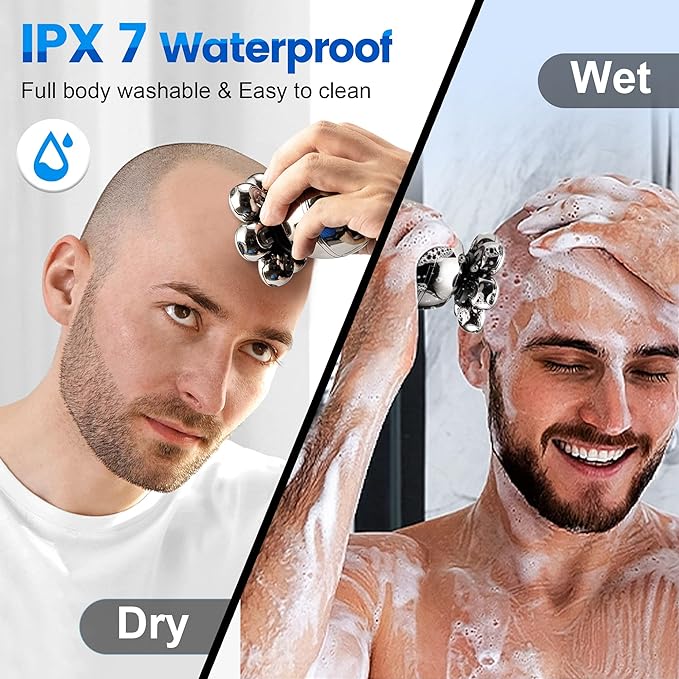 7D Sphere Men Waterproof Rechargeable LCD Display 5-in-1 Grooming Kit Wet Dry Electric Shaver Beard Hair Trimmer Electric Razor Bald Head Shaving Machine