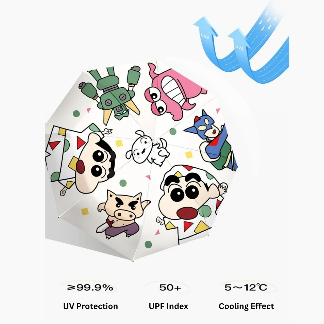 Crayon Shin-Chan Pyjamas & Anime Figure Foldable UV Protection UPF50+ Portable Sunshade Umbrella