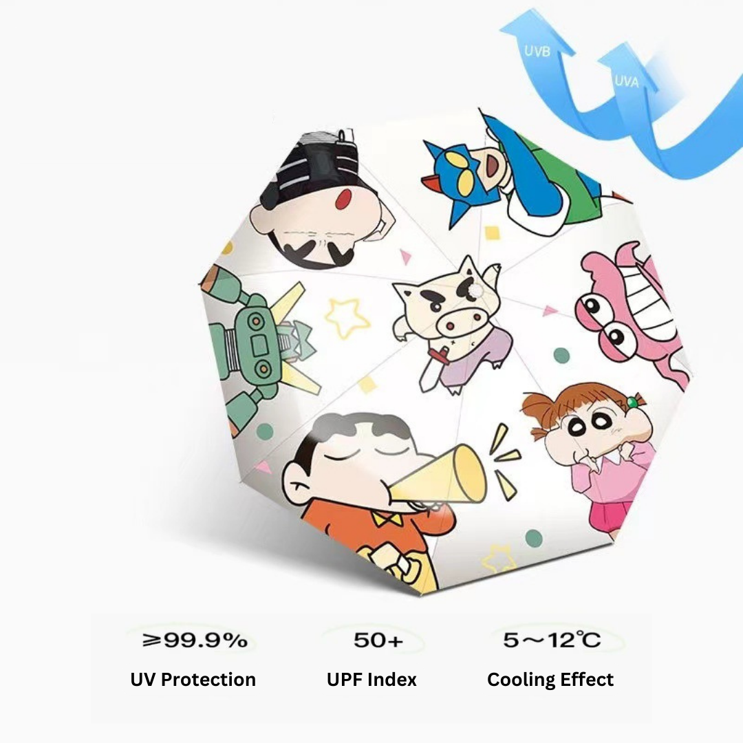 Crayon Shin-Chan Sleeping Pillow Megaphone & Anime Figure Foldable UV Protection UPF50+ Portable Sunshade Umbrella