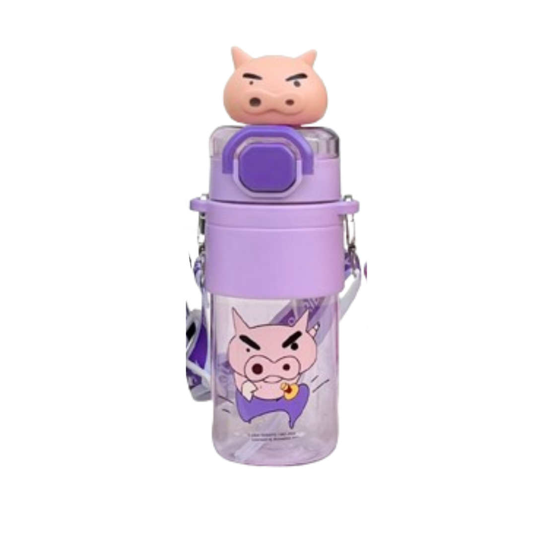 Crayon Shin-Chan & Buriburizaemon Tritan Leak-Proof One-Touch Lid Adjustable & Removable Straw Water Bottle 650ml