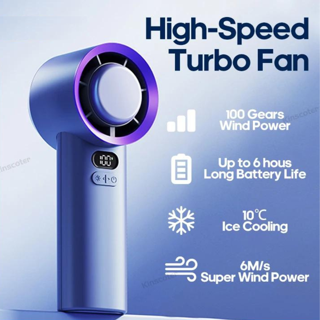 Ice Cooler Turbo Fan 100 Wind Speeds Adjustable Mini Portable Handheld Fan Electric Eyelash Fan