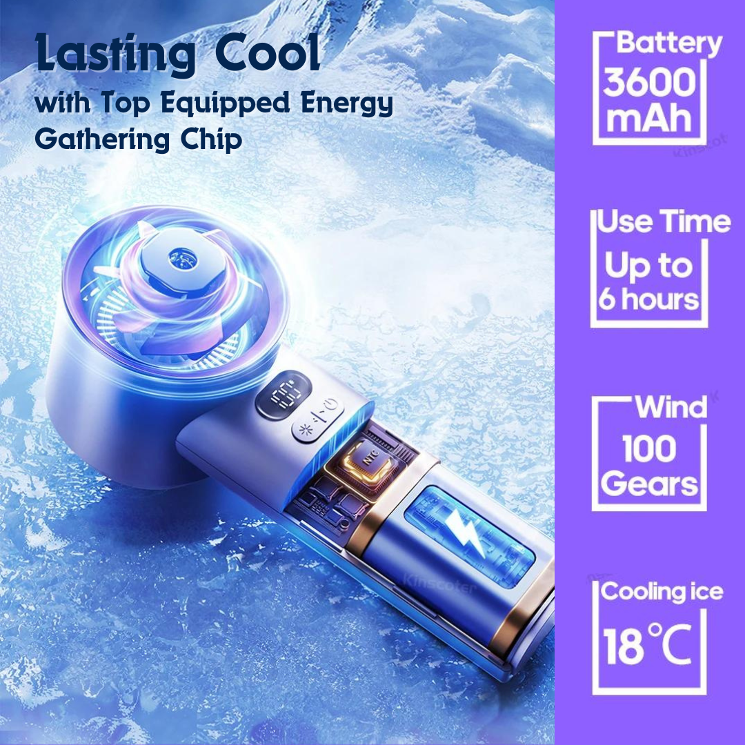 Ice Cooler Turbo Fan 100 Wind Speeds Adjustable Mini Portable Handheld Fan Electric Eyelash Fan