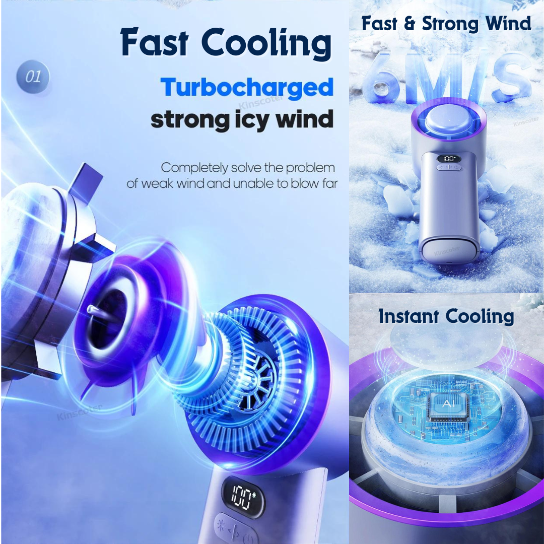 Ice Cooler Turbo Fan 100 Wind Speeds Adjustable Mini Portable Handheld Fan Electric Eyelash Fan