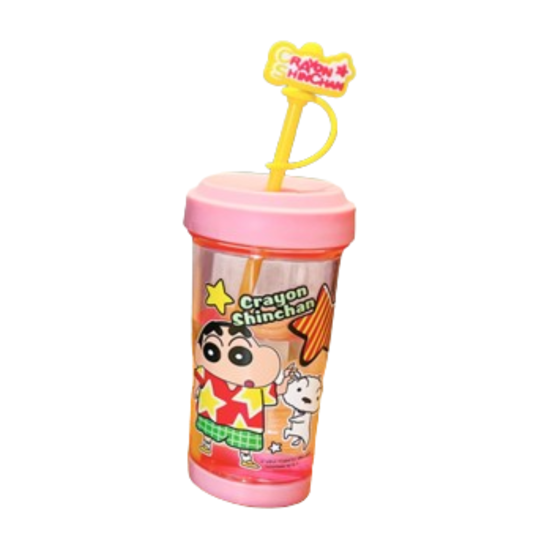 Crayon Shin-Chan Temperature Resistance Anti-Slip Rubber Pad Anime Cartoon Dust Cap Straw Cup 500ml