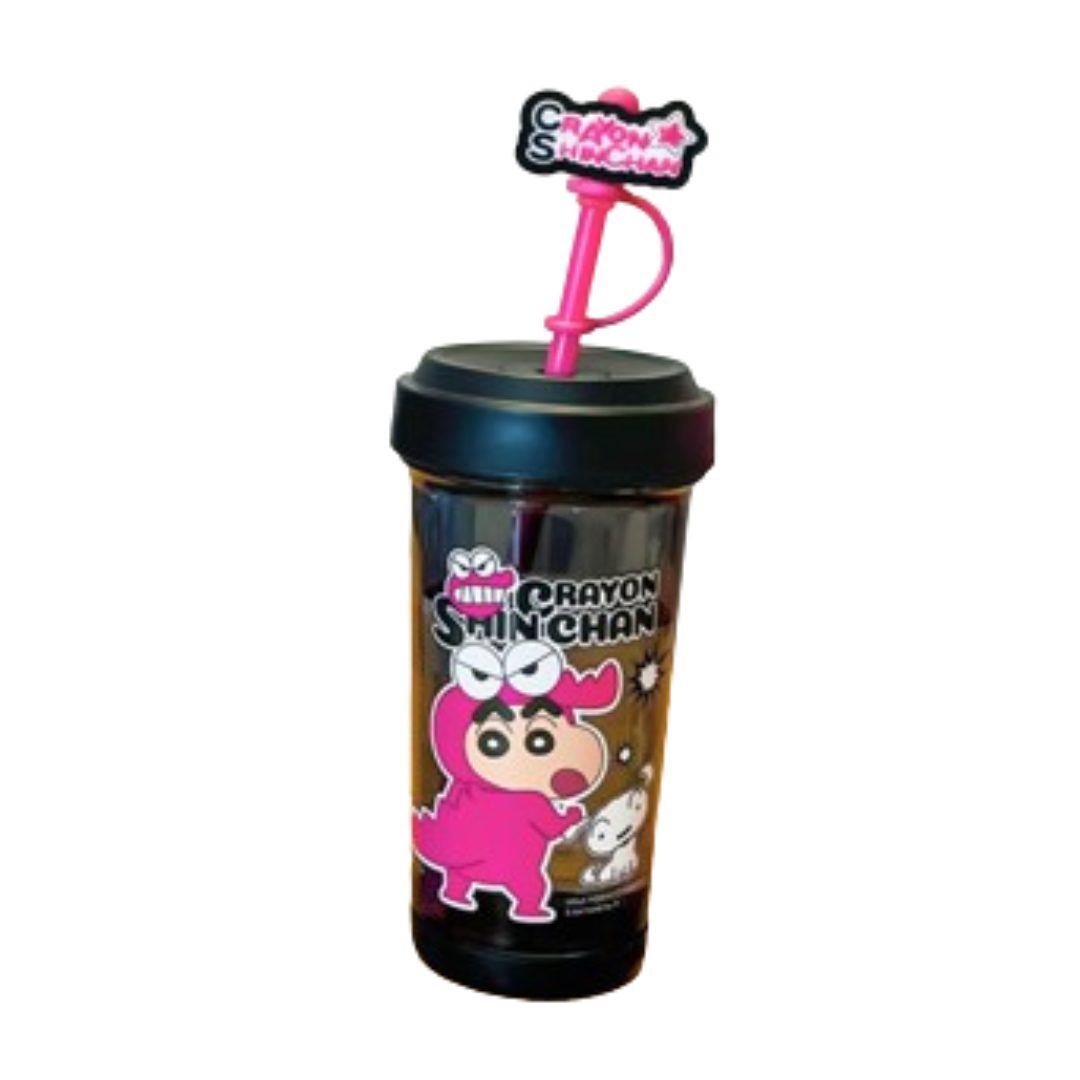Crayon Shin-Chan Temperature Resistance Anti-Slip Rubber Pad Anime Cartoon Dust Cap Straw Cup 500ml