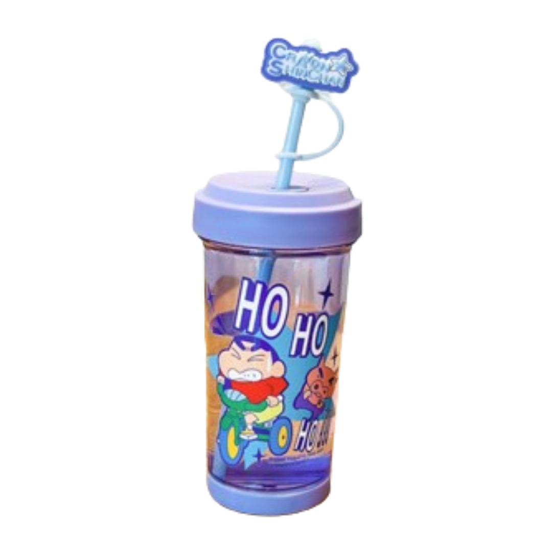 Crayon Shin-Chan Temperature Resistance Anti-Slip Rubber Pad Anime Cartoon Dust Cap Straw Cup 500ml