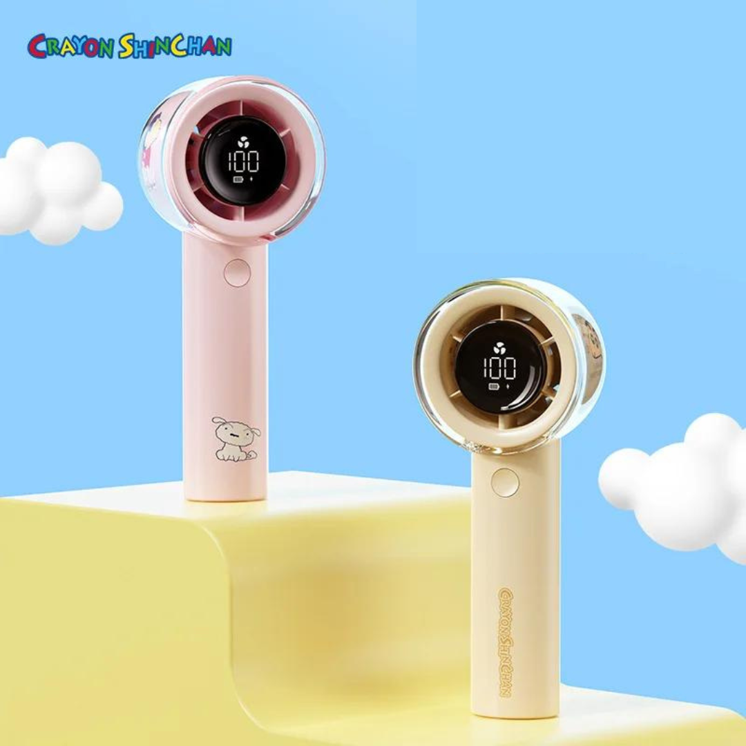 Crayon Shin-Chan Digital Display 5-Gear Strong Wind Turbine Portable Mini Handheld Fan USB Charging Desktop Fan
