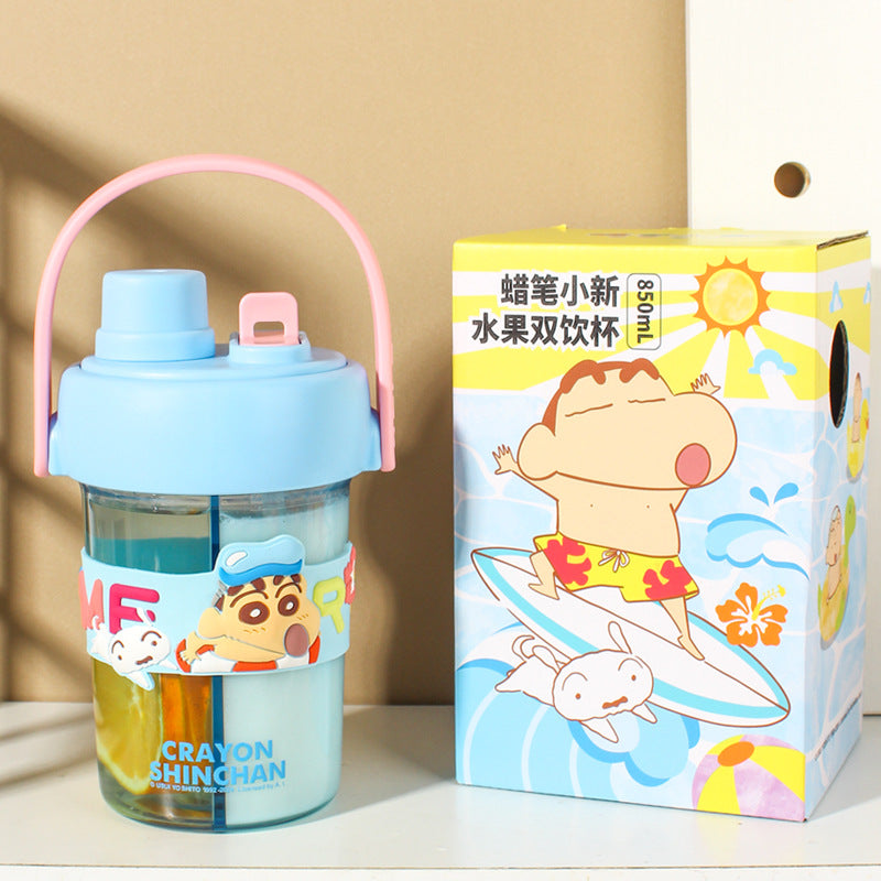 Crayon Shin-Chan Dual Use with Split Layer Leakproof Seal 2-in-1 Double Drinking Straw Cup 850ml