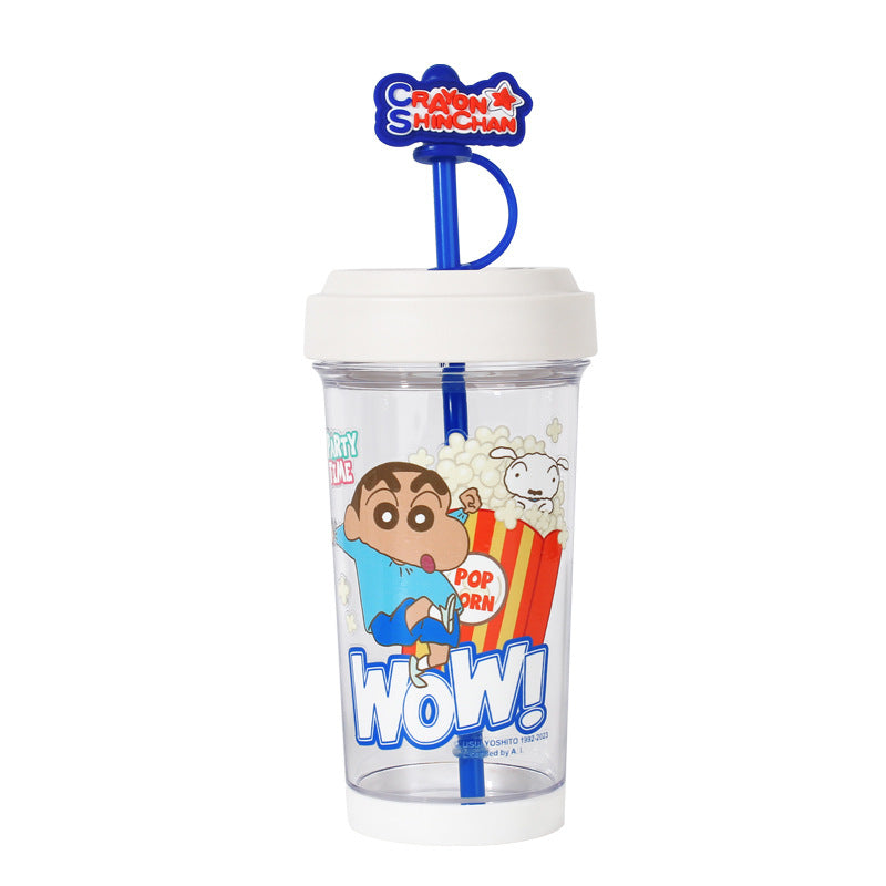 Crayon Shin-Chan Temperature Resistance Anti-Slip Rubber Pad Anime Cartoon Dust Cap Straw Cup 500ml