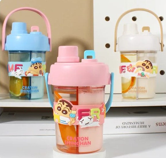 Crayon Shin-Chan Dual Use with Split Layer Leakproof Seal 2-in-1 Double Drinking Straw Cup 850ml