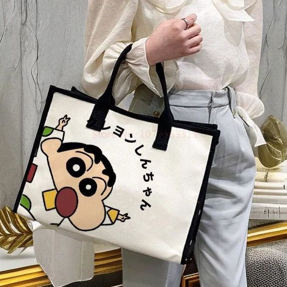 Crayon Shin-Chan Japanese-Style Dirt-Resistant 3D Canvas Shoulder Tote Bag
