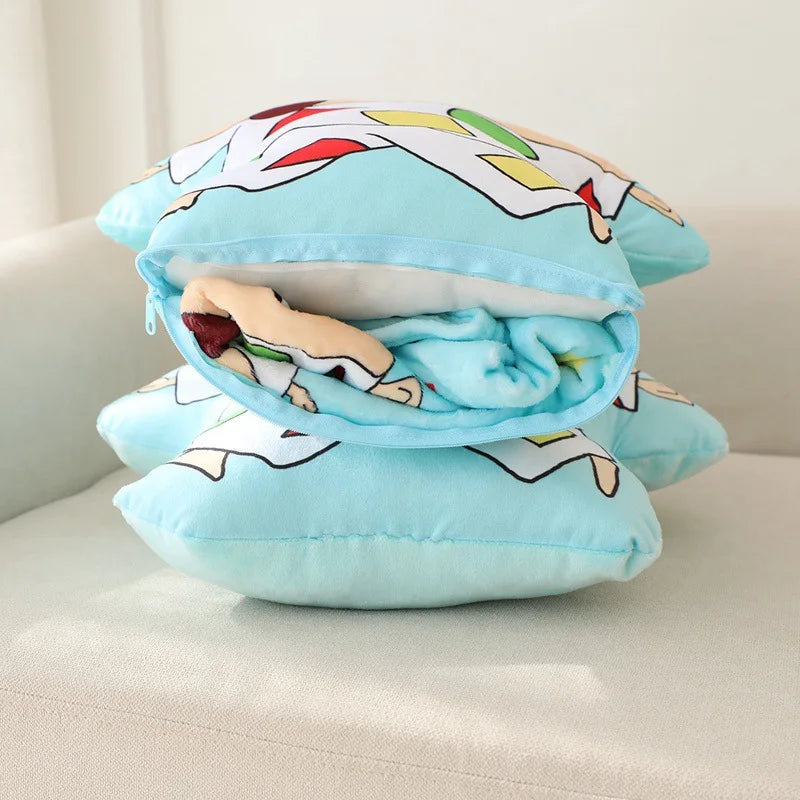 Crayon Shin-Chan Home or Car Plump Cushion Sleeping Pillow & Blanket