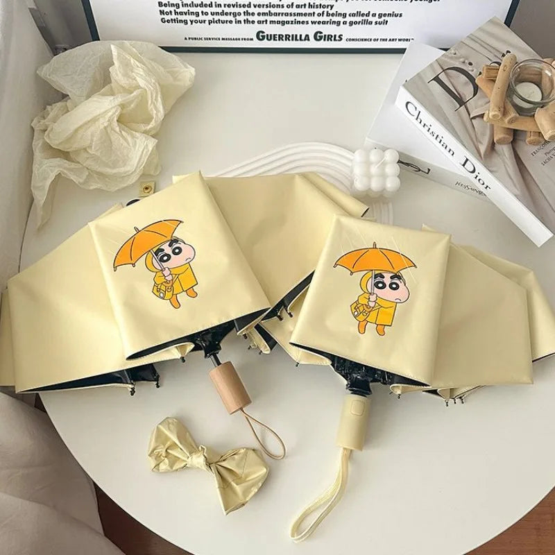 Crayon Shin-Chan Raincoat Print Dual-Propose Foldable Sunshade UV Protection UPF50+ Portable Umbrella