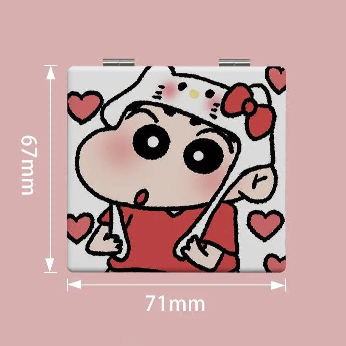 Crayon Shin-Chan & Girlfriend Tamiko Kaneari Two-Sided Foldable Mini Mirror Portable Makeup Mirror