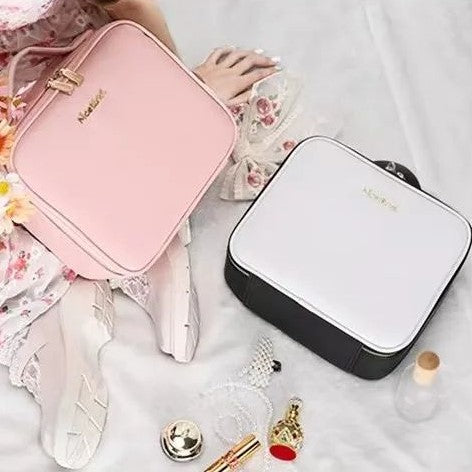 Smart LED Lighting Mirror Cosmetic Case Waterproof Portable Travel Makeup Storage Bag