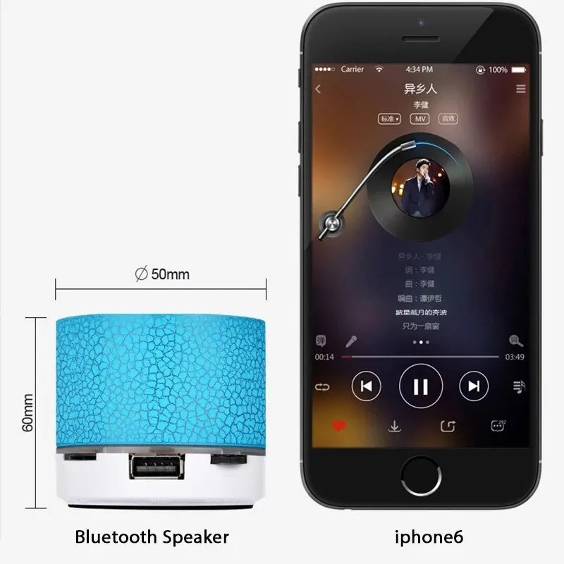 Mini Wireless Speaker Bluetooth Colorful Dancing LED Light Speaker TF Card USB Subwoofer Portable MP3 Music Sound Column