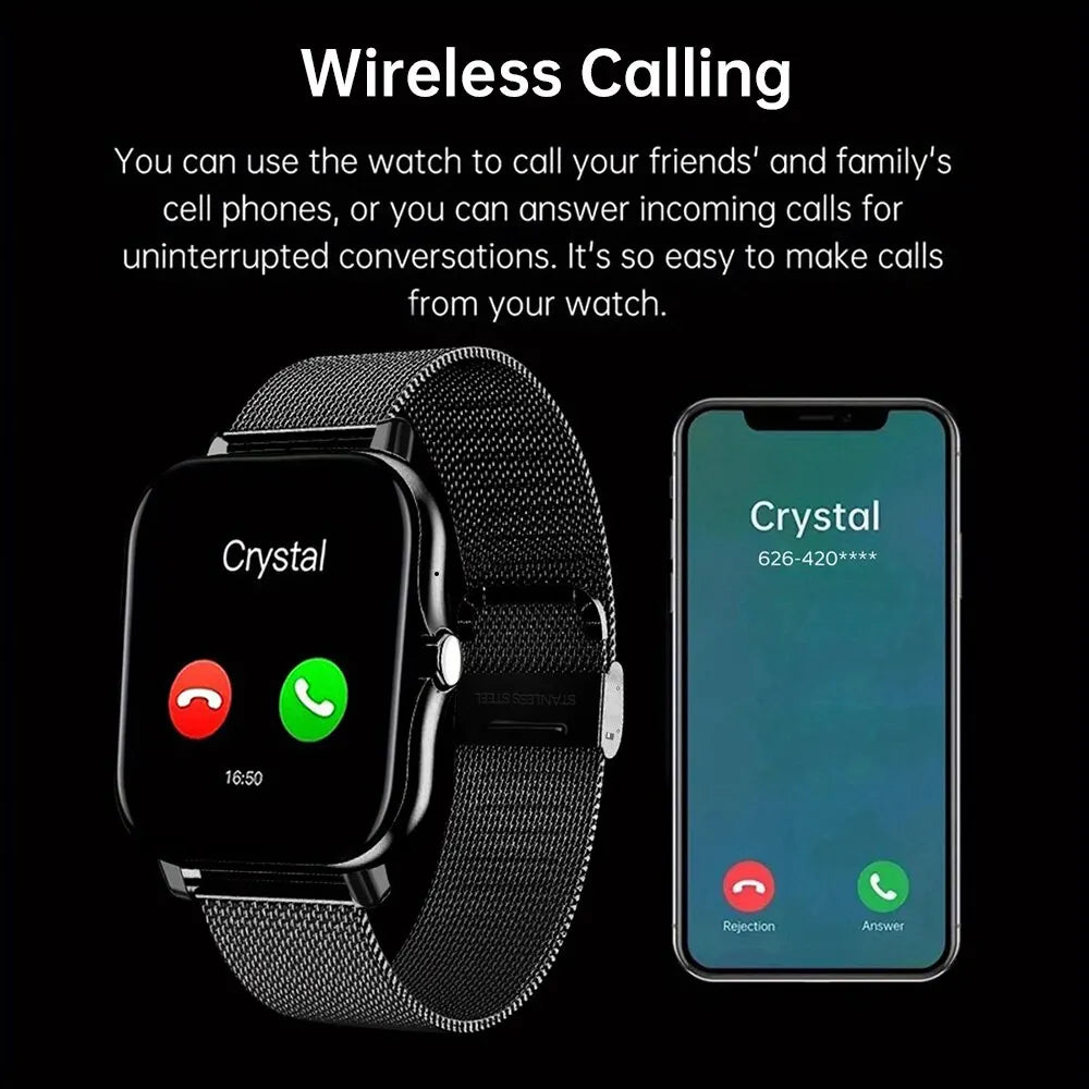 Smart Watch Android iOS Large 1.44'' Inch Color Screen Bluetooth Call Making Sleep Heart Rate Monitoring Sports Watch
