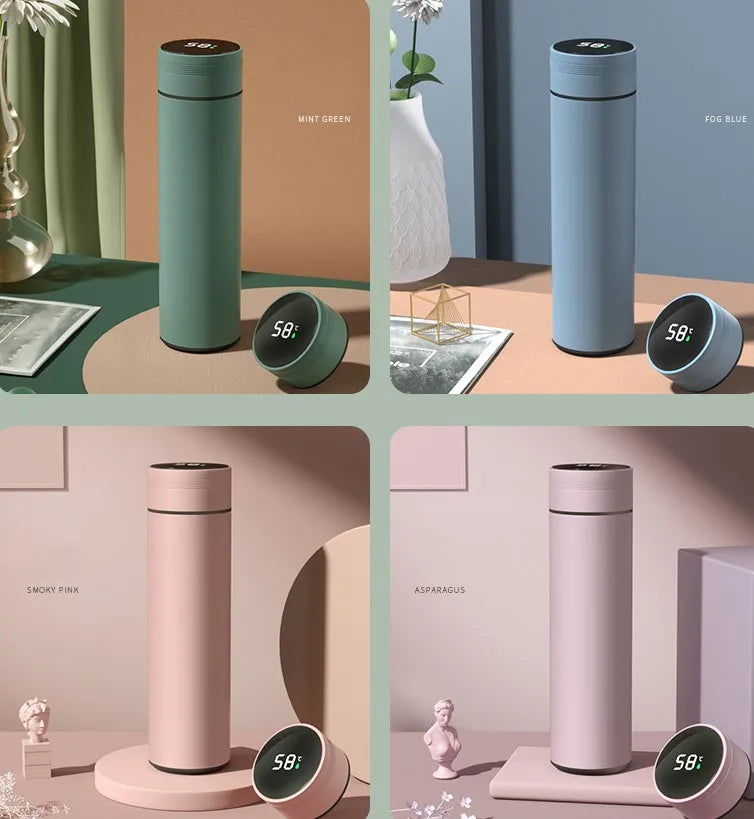 Thermos Smart Temperature Display Insulated Stainless Steel Anti-Slip Vacuum Flask 500ml
