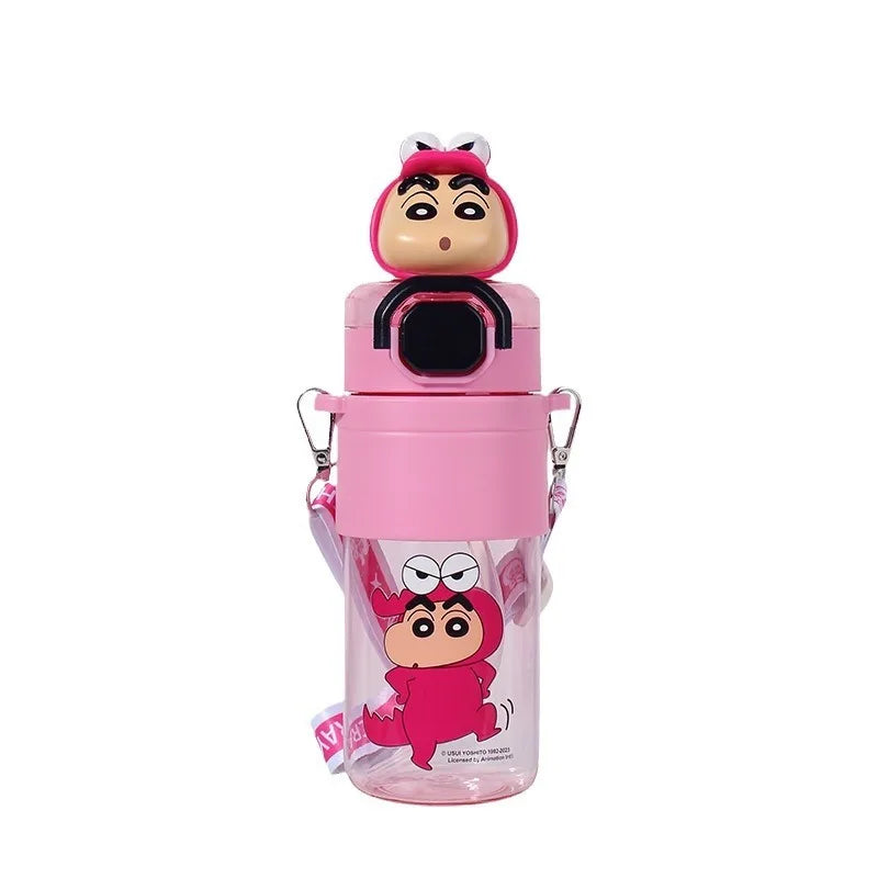 Crayon Shin-Chan & Buriburizaemon Tritan Leak-Proof One-Touch Lid Adjustable & Removable Straw Water Bottle 650ml