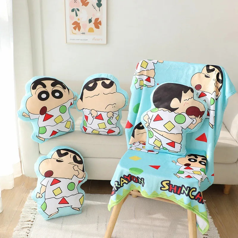 Crayon Shin-Chan Home or Car Plump Cushion Sleeping Pillow & Blanket