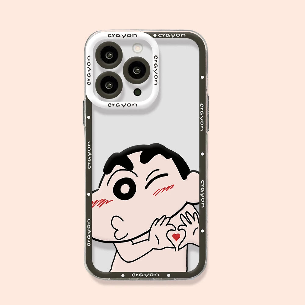 Crayon Shin-Chan Gives Heart Soft Silicone Transparent Phone Case