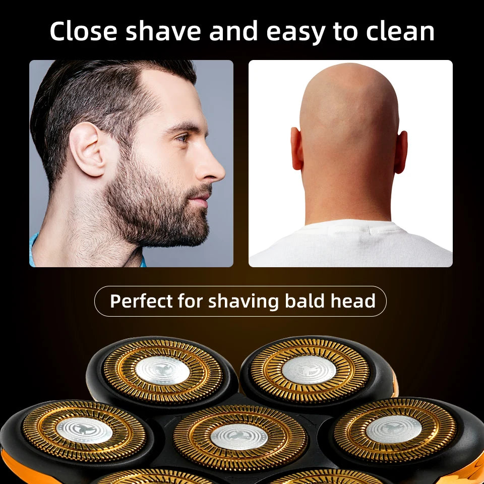 7D Floating Men Rechargeable LCD Display Electric Shaver Bald Head Shaving Machine Wet Dry Beard Hair Trimmer Electric Razor