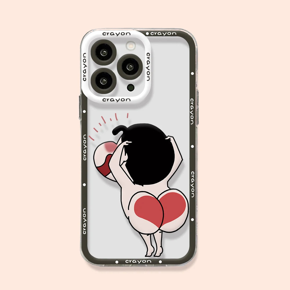 Crayon Shin-Chan Gives Heart Soft Silicone Transparent Phone Case