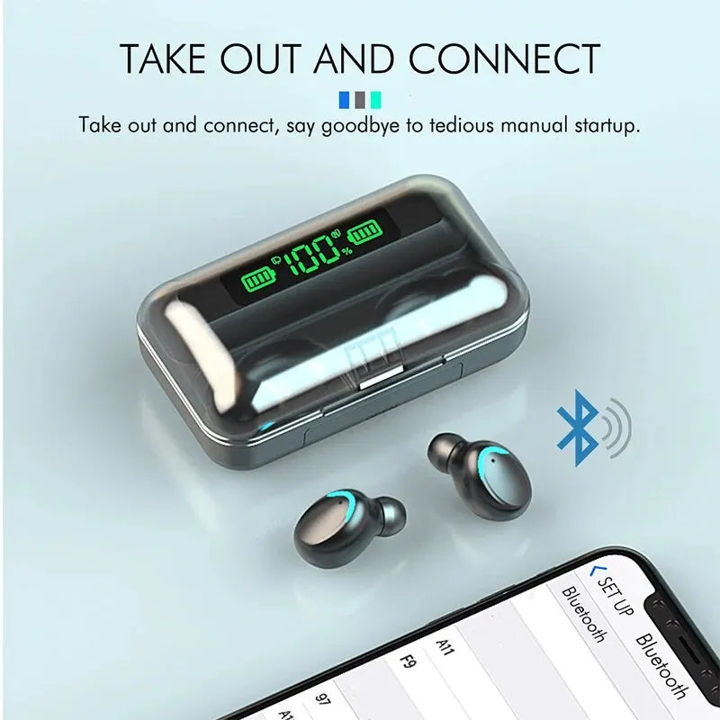 F9 Binaural TWS Wireless Earphones LED Display Wireless Waterproof Noise Reduction Bluetooth Headphones