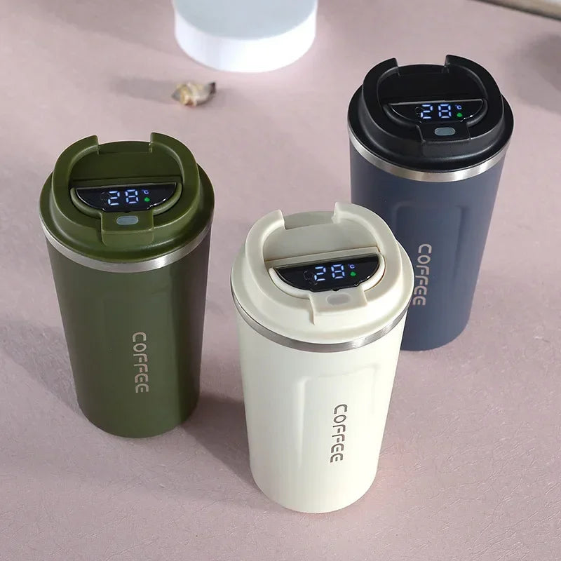 Thermos LCD Temperature Display Stainless Steel Insulated Coffee Mug Coffee Cup Vacuum Flask Thermal Tumbler 380/510ml