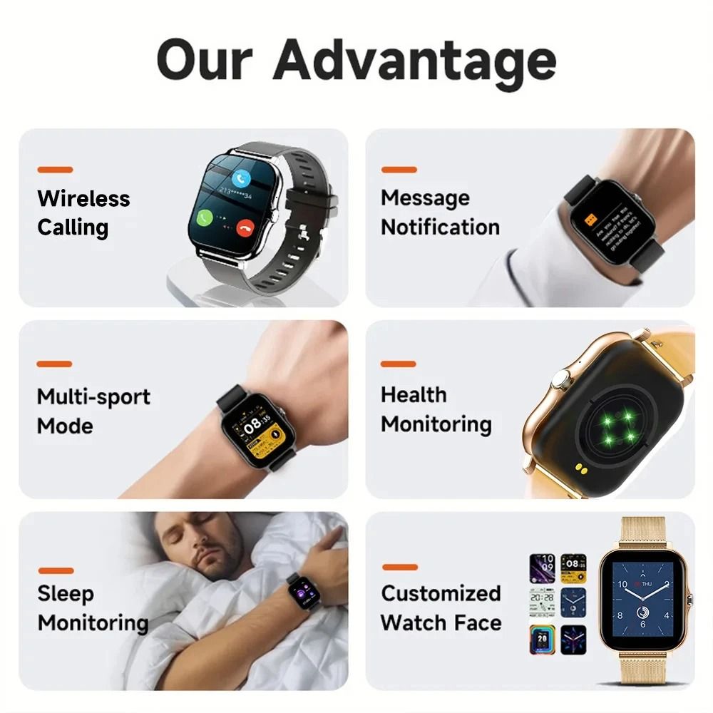 Smart Watch Android iOS Large 1.44'' Inch Color Screen Bluetooth Call Making Sleep Heart Rate Monitoring Sports Watch