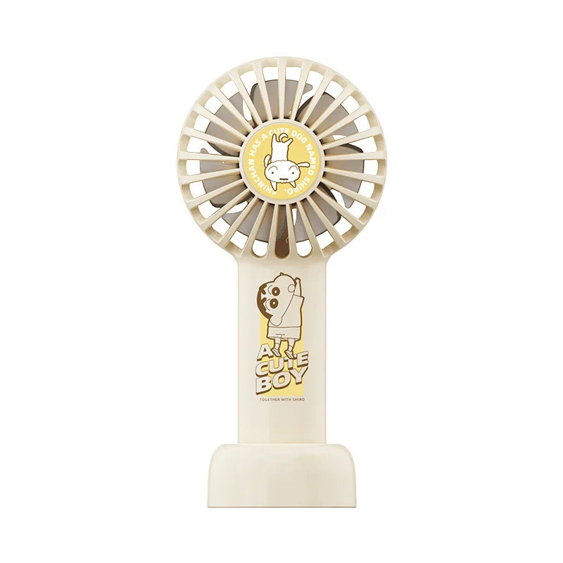 Crayon Shin-Chan Lightweight 3-Gear Wind Speed Mini Handheld Fan Portable USB Charging Detachable Stand Base