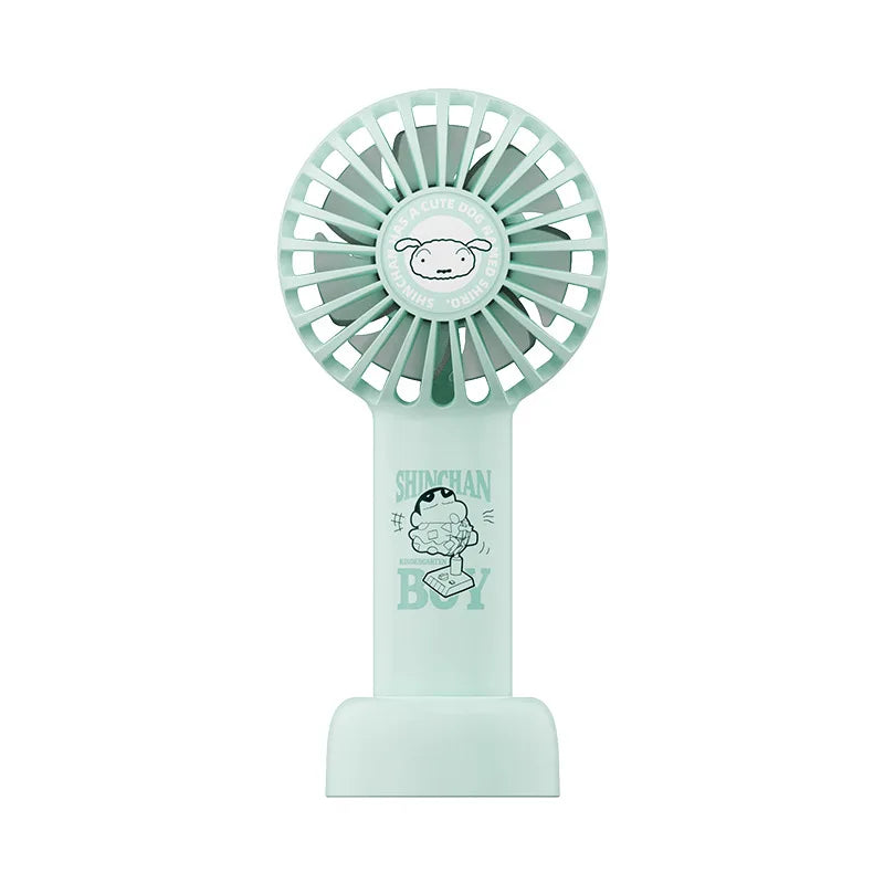 Crayon Shin-Chan Lightweight 3-Gear Wind Speed Mini Handheld Fan Portable USB Charging Detachable Stand Base