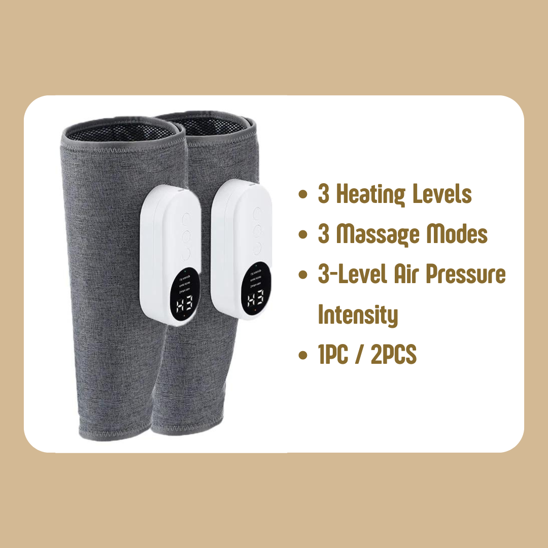 360° Air Pressure Wireless 3-Mode Calf Massager 3-Level Heating Leg Muscle Relaxation & Shaping