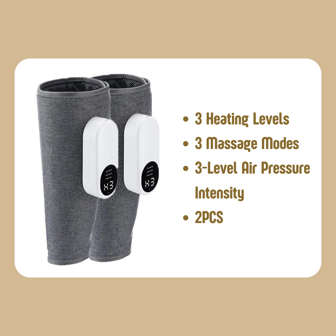 360° Air Pressure Wireless 3-Mode Calf Massager 3-Level Heating Leg Muscle Relaxation & Shaping