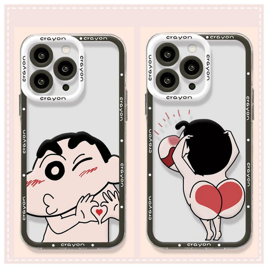 Crayon Shin-Chan Gives Heart Soft Silicone Transparent Phone Case