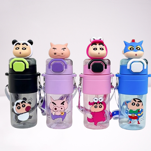Crayon Shin-Chan & Buriburizaemon Tritan Leak-Proof One-Touch Lid Adjustable & Removable Straw Water Bottle 650ml