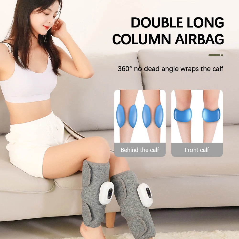 360° Air Pressure Wireless 3-Mode Calf Massager 3-Level Heating Leg Muscle Relaxation & Shaping