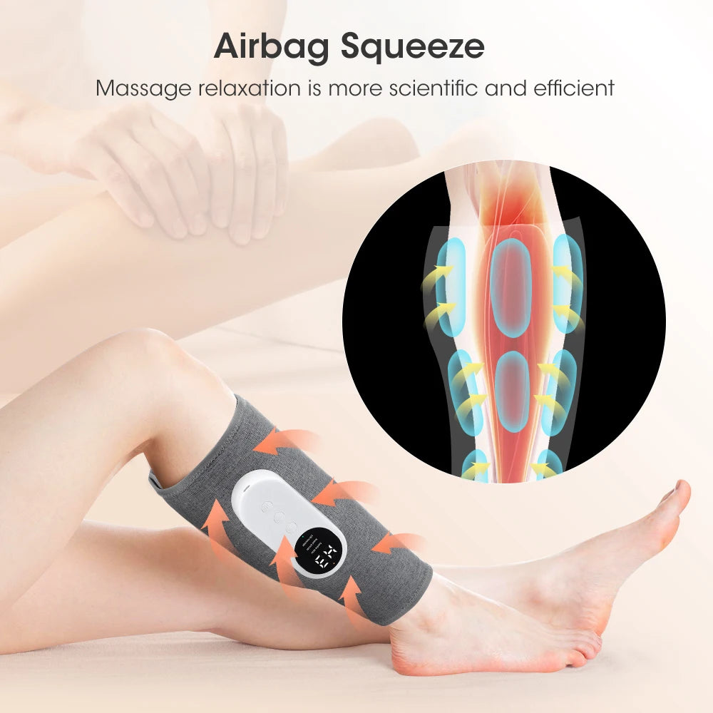 360° Air Pressure Wireless 3-Mode Calf Massager 3-Level Heating Leg Muscle Relaxation & Shaping