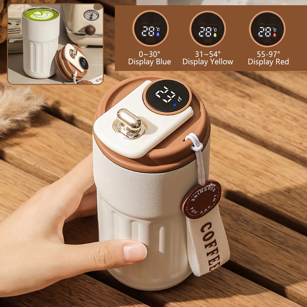 Smart Thermos LED Temperature Display 316 Stainless Steel Eco-Friendly Coffee Cup Tumbler Mug Portable Vacuum Flask & Thermoses 450ml