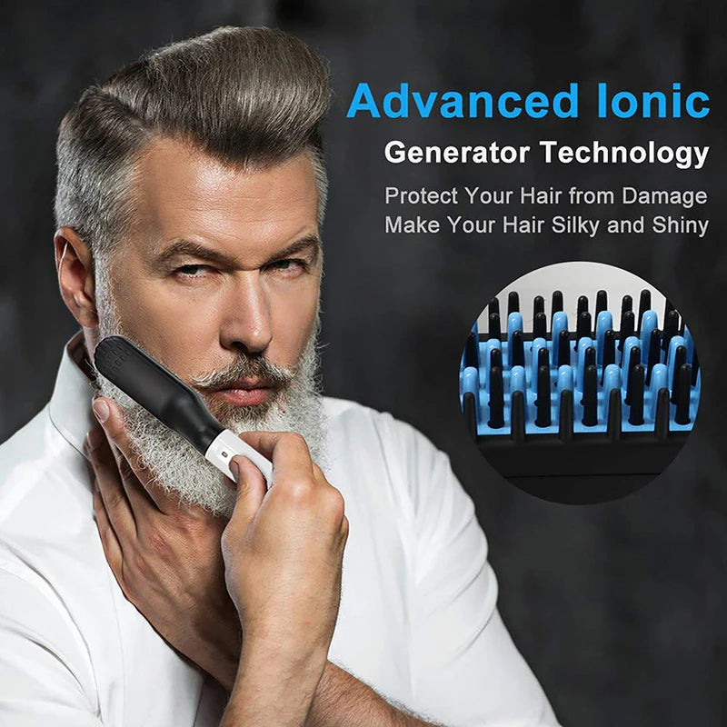 Electric Negative Ion Heating Comb for Men Beard Hair Straightening Brush Wet Dry Use Quick Hair Styler