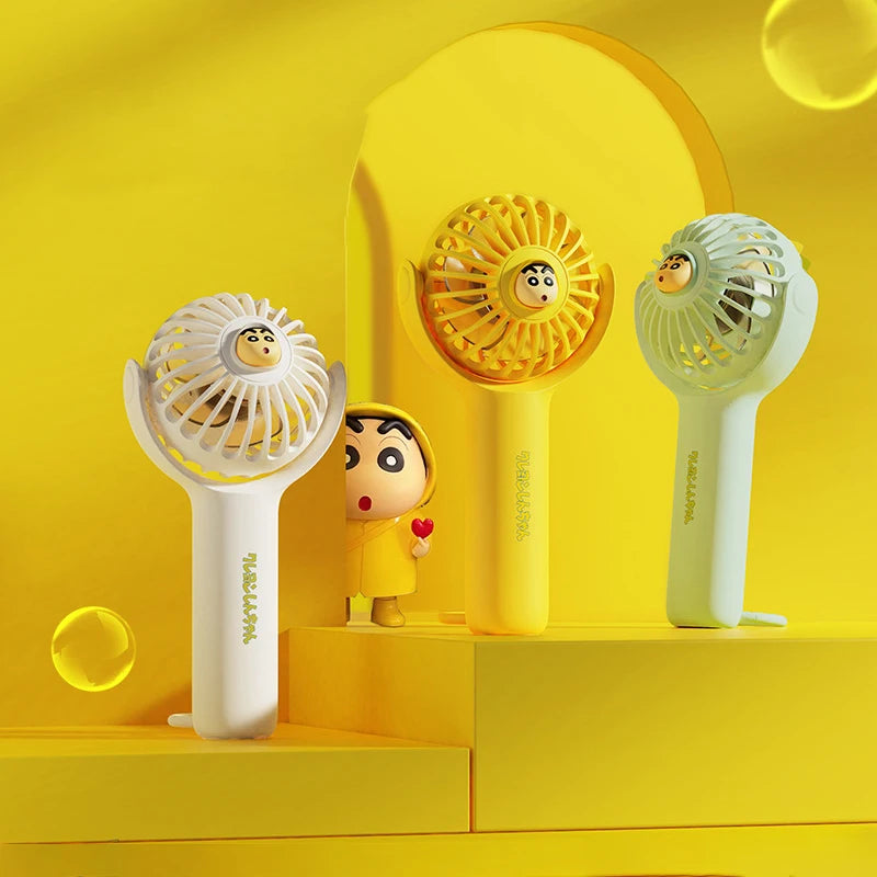 Crayon Shin-Chan 3-Gear Wind Speed Rotatable Mini Handheld Fan Portable USB Charging Hanging Ring Stand