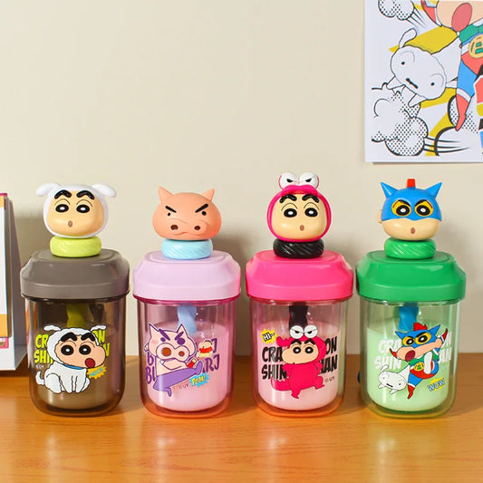 Crayon Shin-Chan & Buriburizaemon 3D Leakproof Cap Temperature Resistance Straw Stirring Cup 500ml