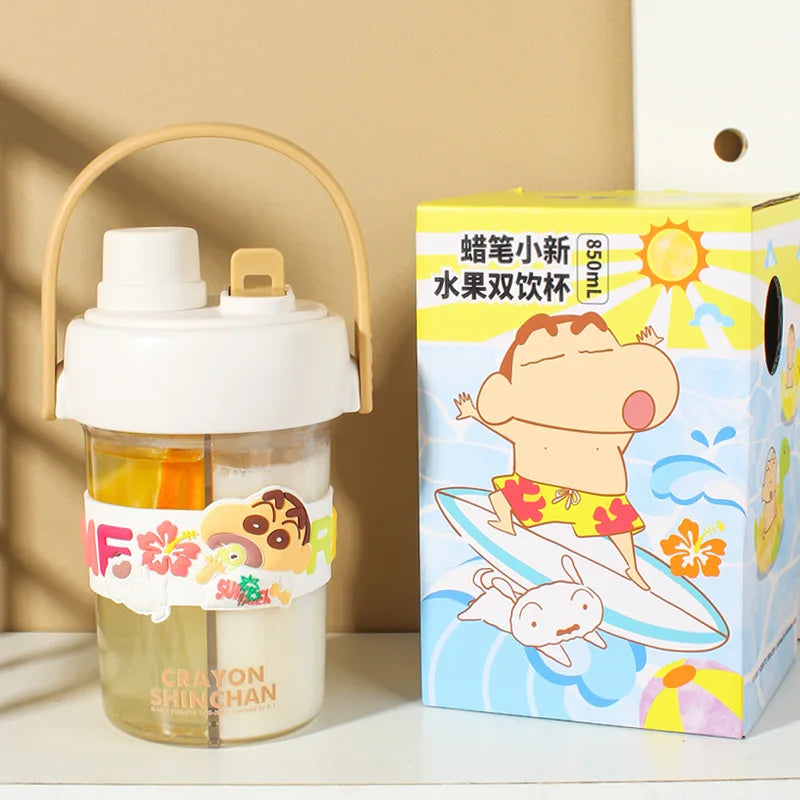 Crayon Shin-Chan Dual Use with Split Layer Leakproof Seal 2-in-1 Double Drinking Straw Cup 850ml
